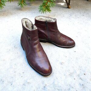 Remonte Men's Vintage Brown Leather Faux Fur Lined Winter Snow Boots Size 7